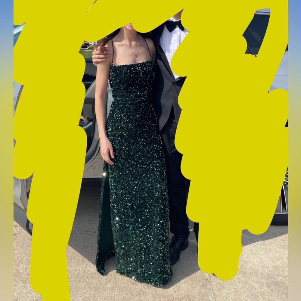 Dark Green Lucy in the Sky Sequin Maxi Prom Dress